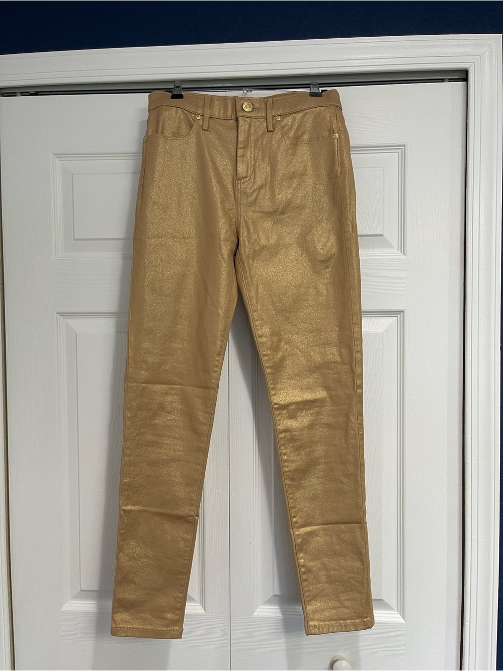 NWT - Lilly Pulitzer Eagan Metallic Gold High Rise Jeans Size 4